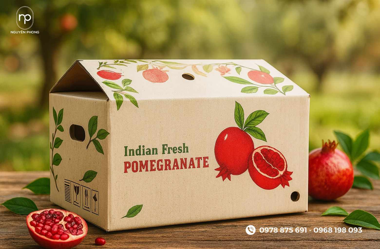 Bố cục thùng carton đựng lựu